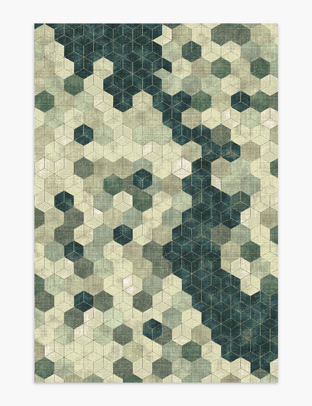 Faded Pieces Moss Green Washable Rug