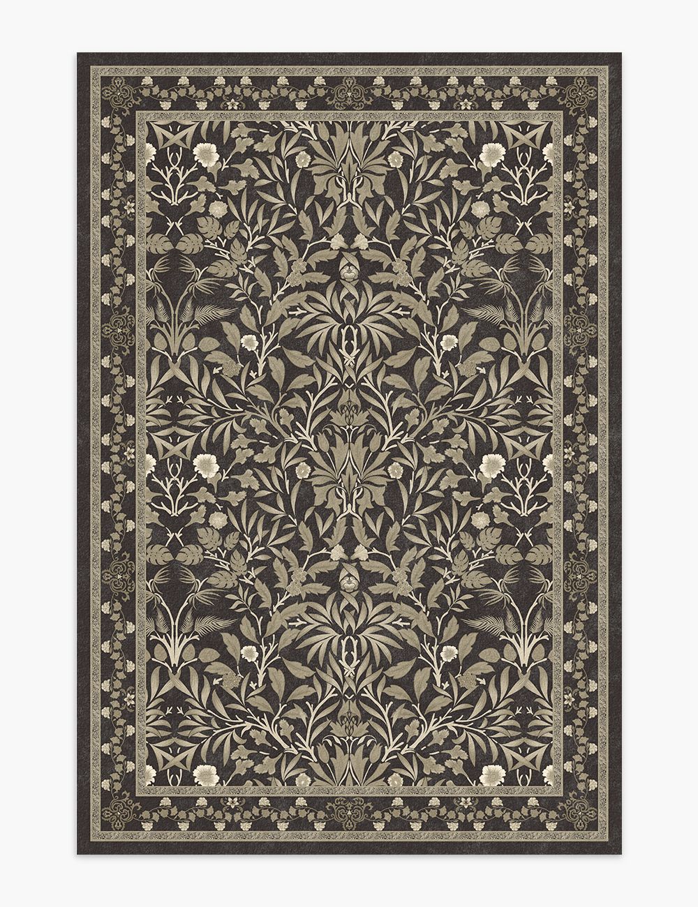 Mythic Botany Sepia Brown Washable Rug