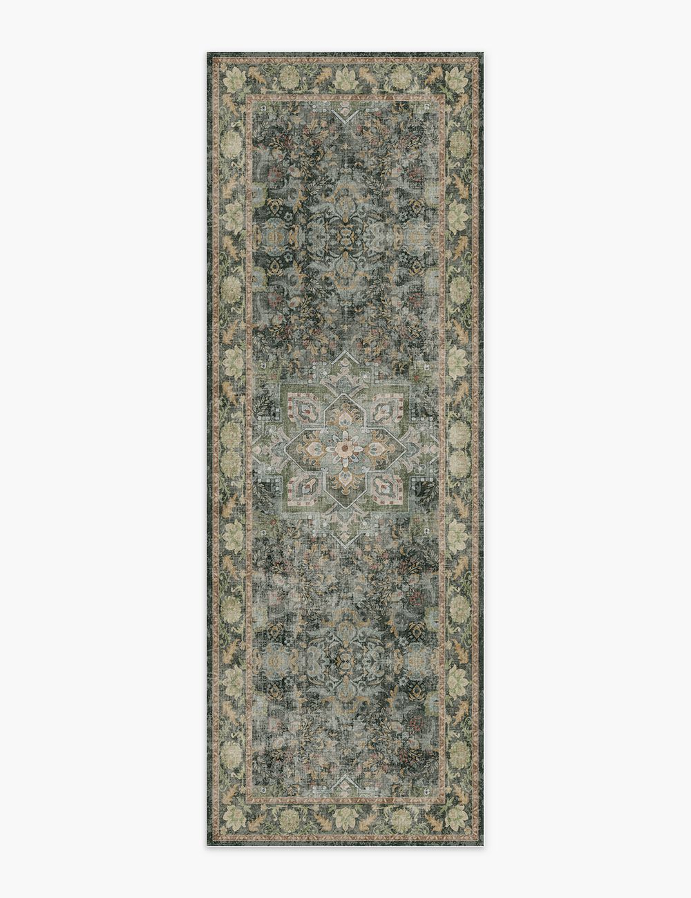 Fleeting Spring Forest Green Washable Rug