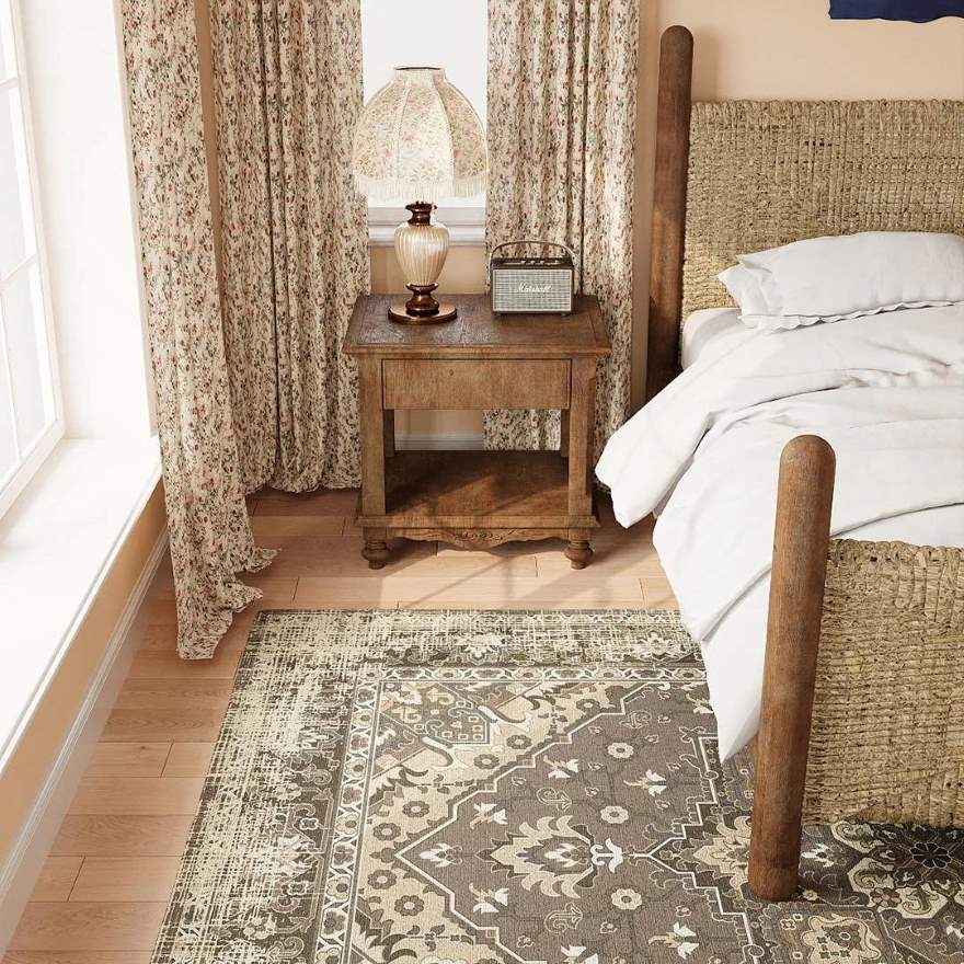 grey and silver rug