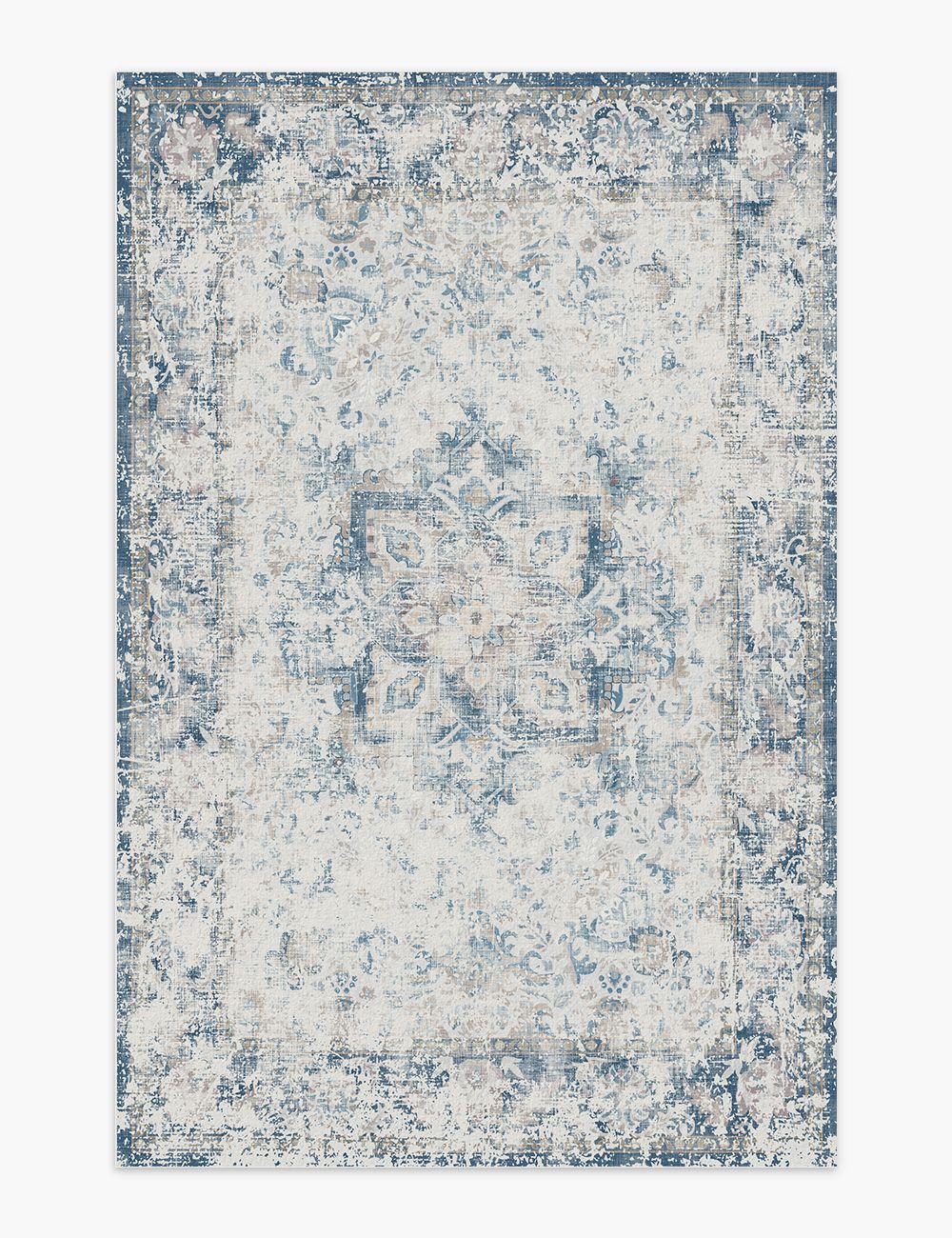 Fleeting Spring Fog Blue Washable Rug