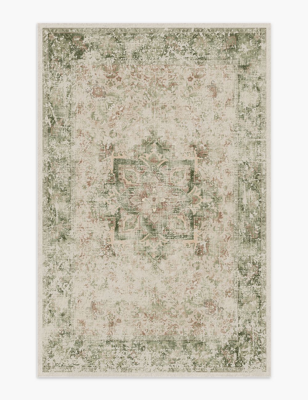 Fleeting Spring Withered Green Washable Rug