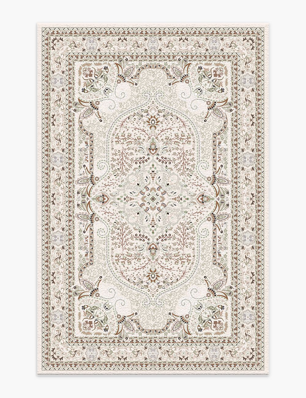 Floral Intricacy Taupe Washable Rug