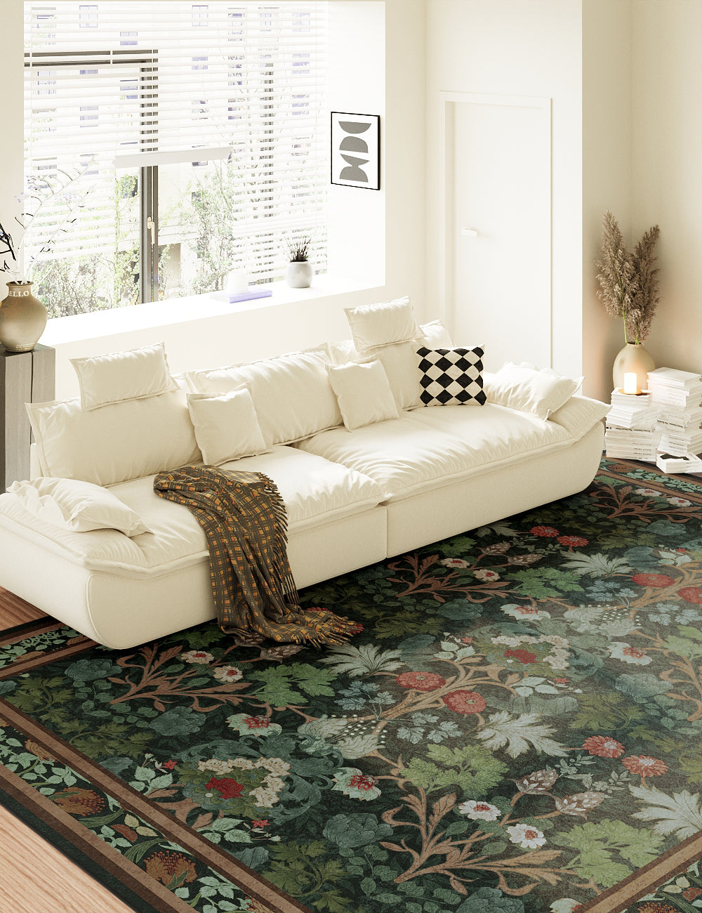 Morning Garden Midnight Forest Washable Rug
