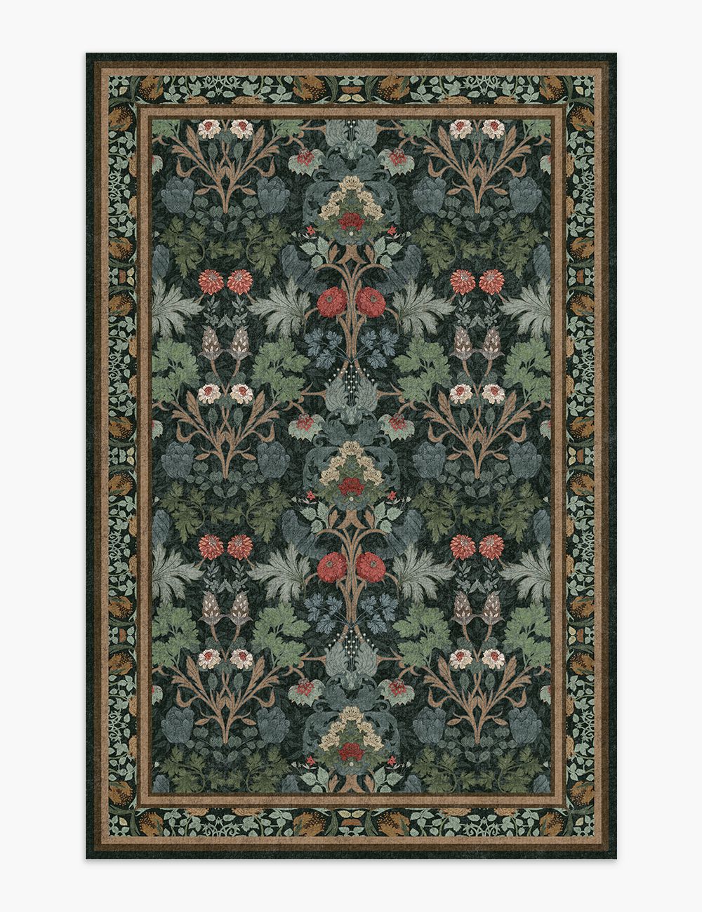 Morning Garden Midnight Forest Washable Rug