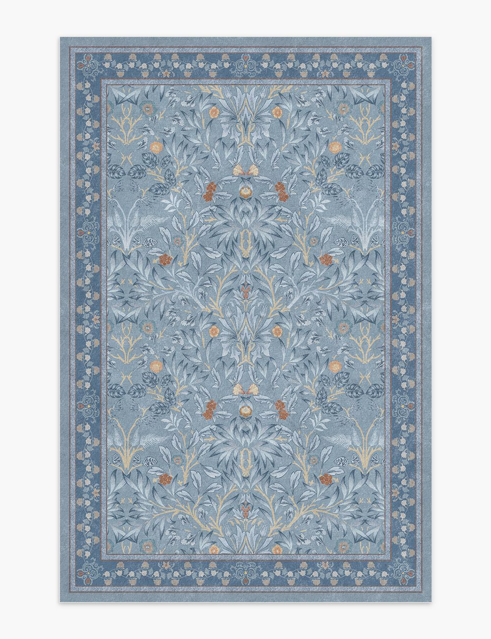 Mythic Botany Steel Blue Washable Rug