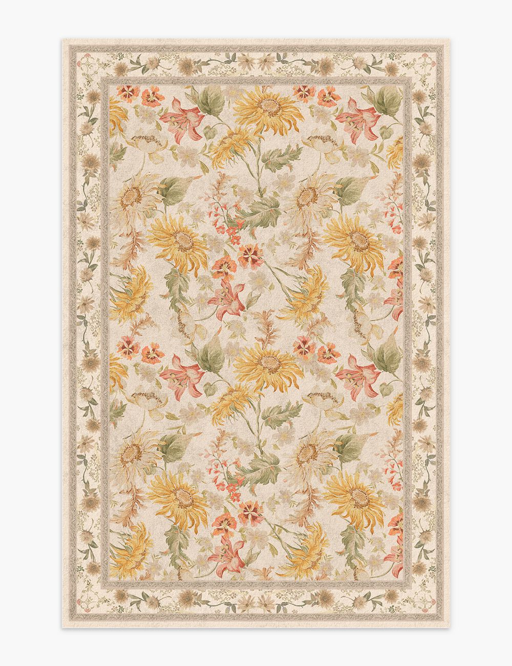 Romantic Blooms Dusty Taupe Washable Rug