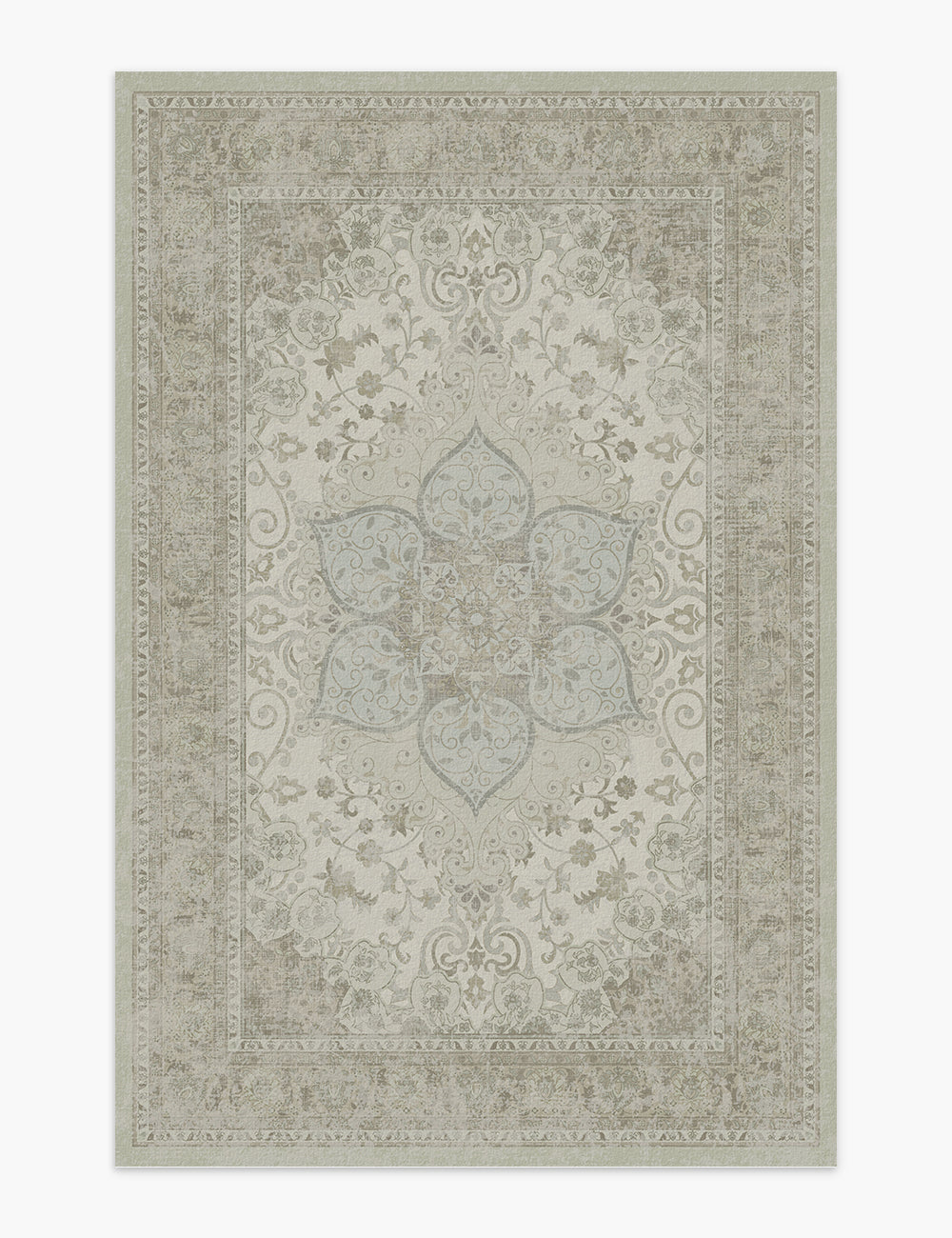 Sacred Bloom Soft Moss Washable Rug