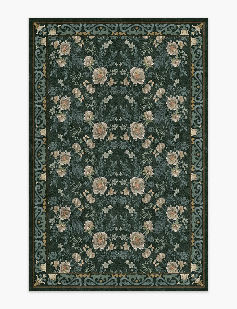 Twilight Garden Shadow Green Washable Rug