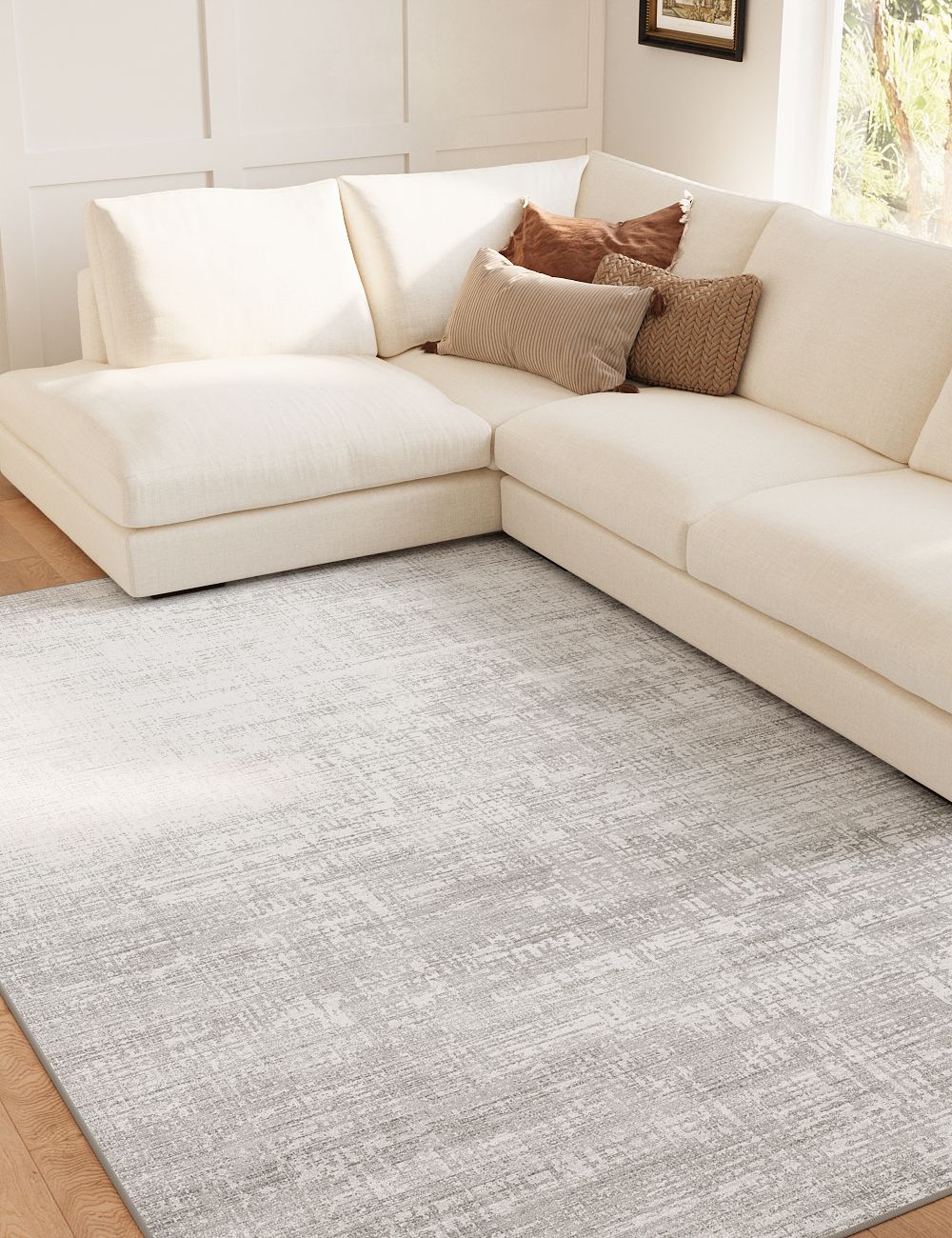 Veiled Canvas Ash Grey Washable Rug