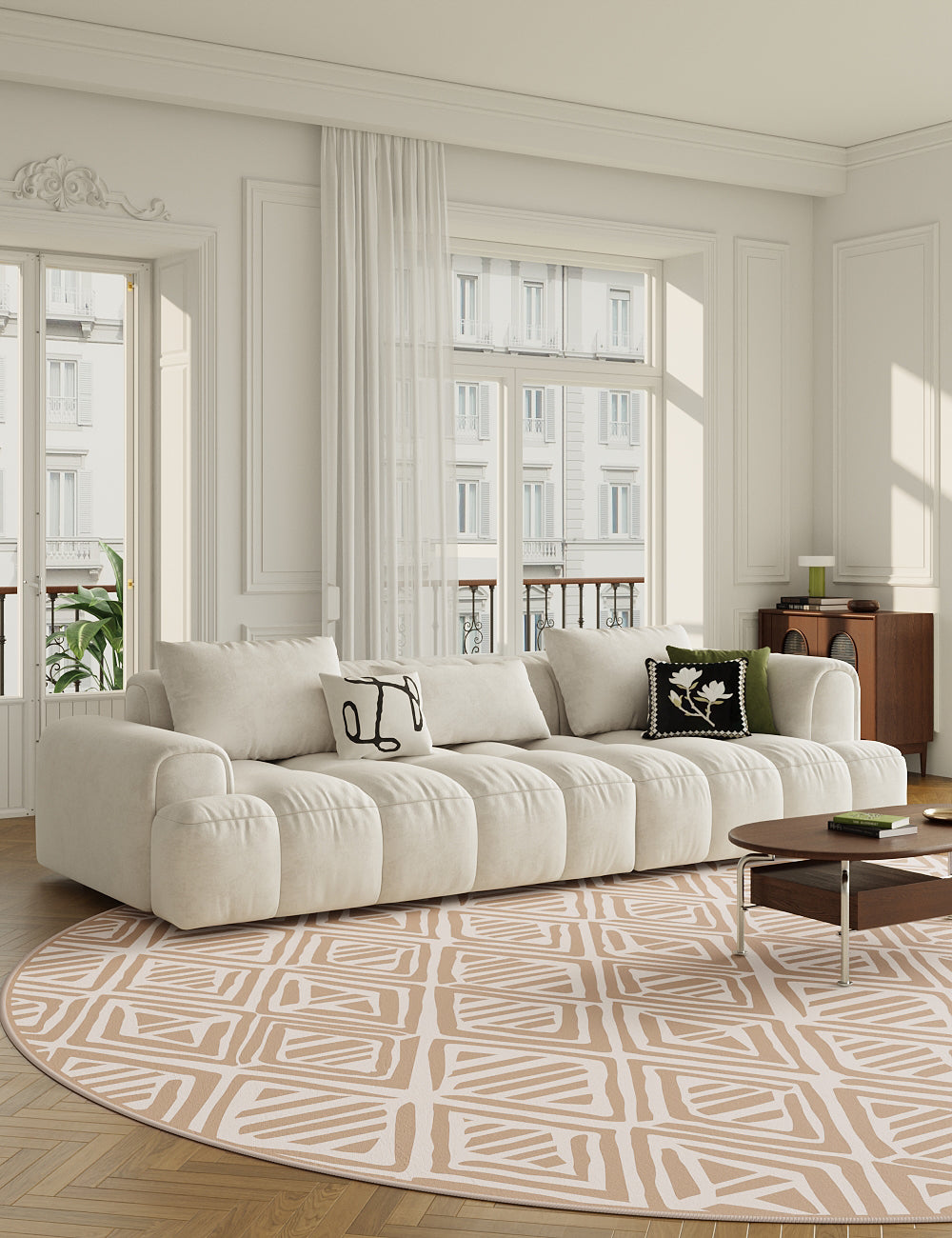 Diamond Radiance Cream Washable Rug