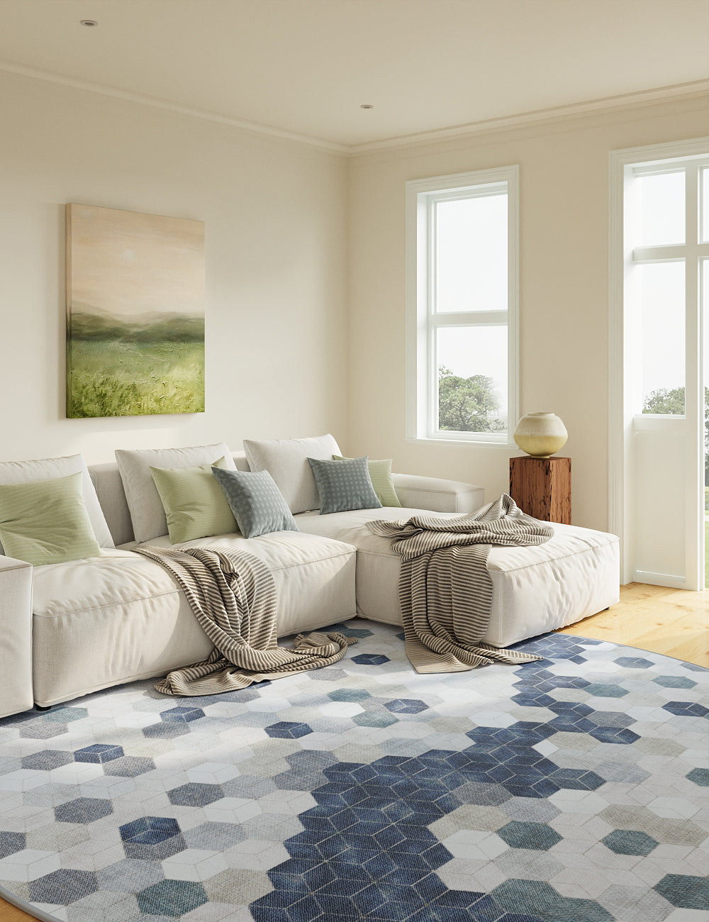 Faded Pieces Midnight Blue Washable Rug