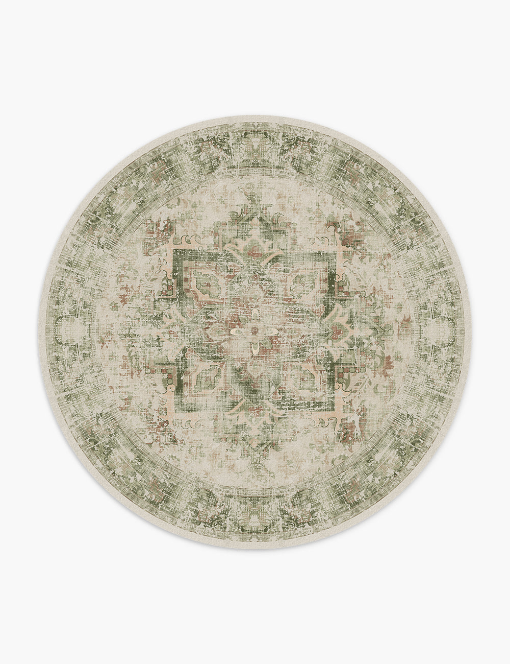 Fleeting Spring Withered Green Washable Rug