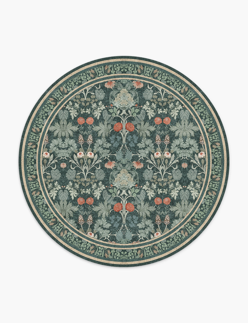 Morning Garden Dark Teal Washable Rug