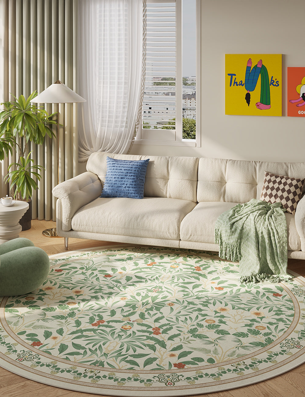 Mythic Botany Verdant Ivory Washable Rug