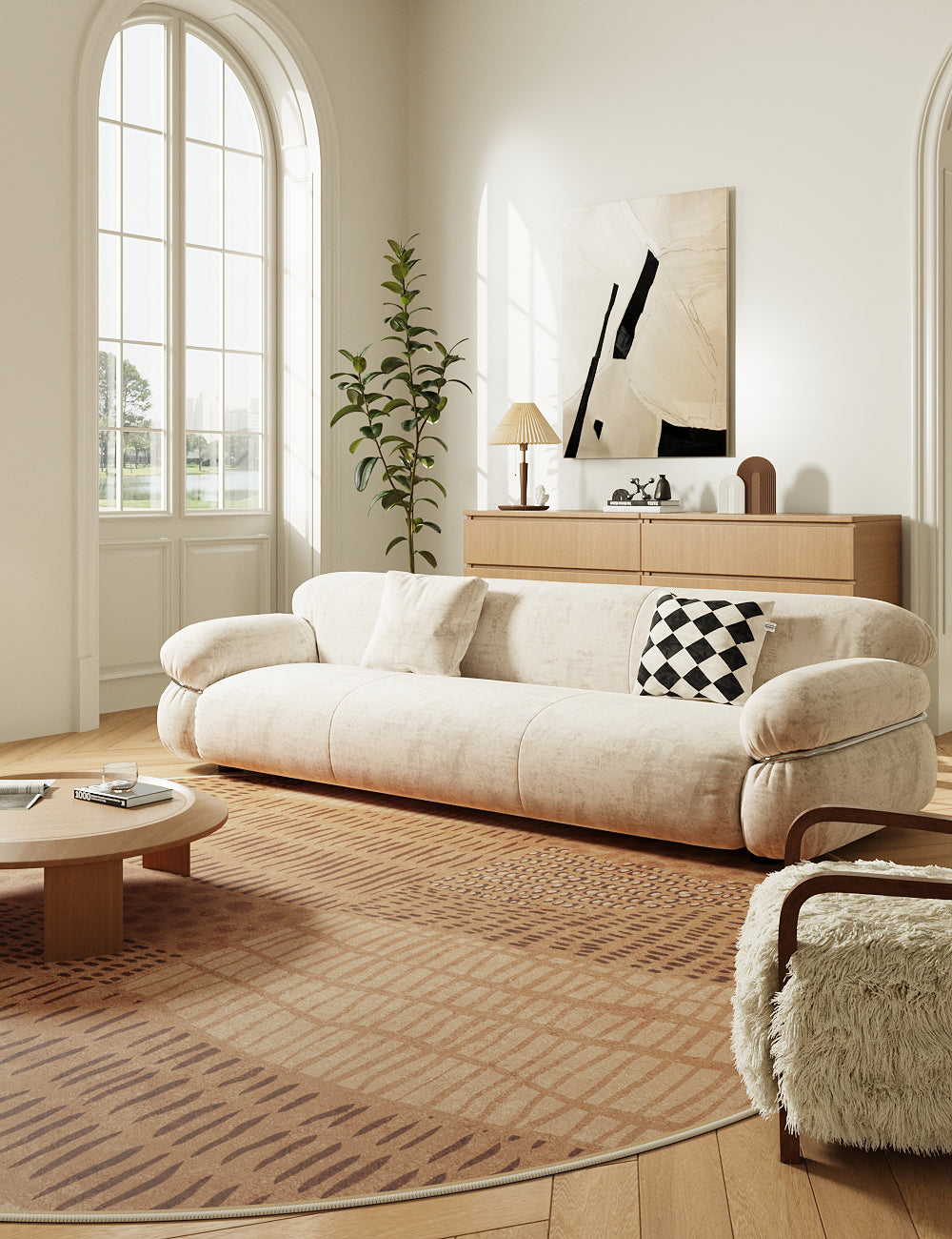 Pebble Path Warm Brown Washable Rug