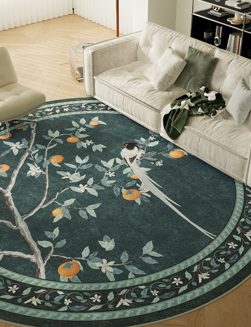 Persimmon Blessing Midnight Emerald Washable Rug