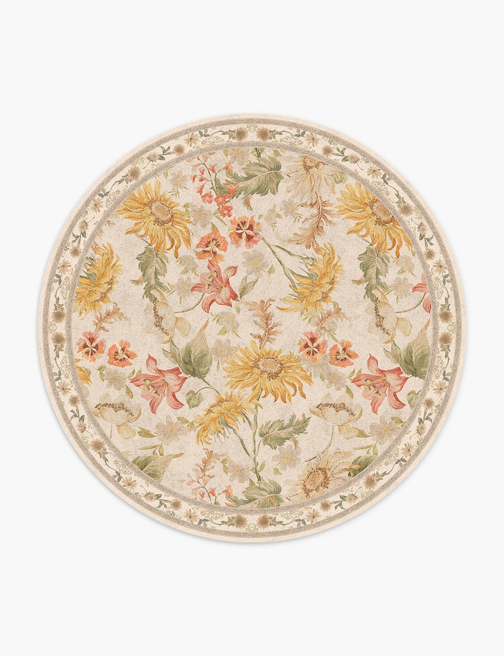 Romantic Blooms Dusty Taupe Washable Rug