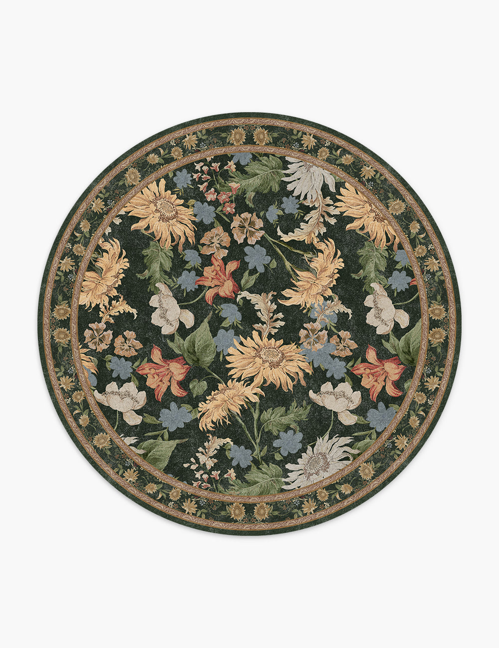 Romantic Blooms Jungle Green Washable Rug