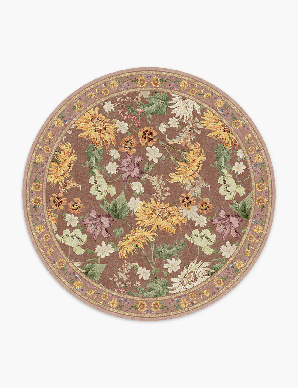 Romantic Blooms Mocha Taupe Washable Rug