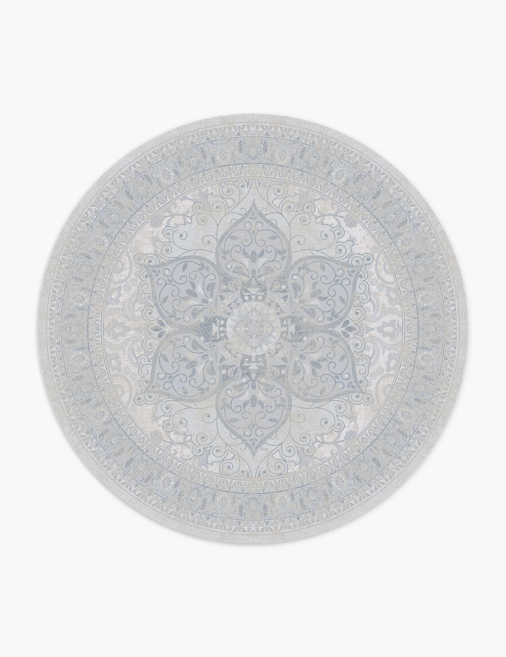 Sacred Bloom Mist Blue Washable Rug