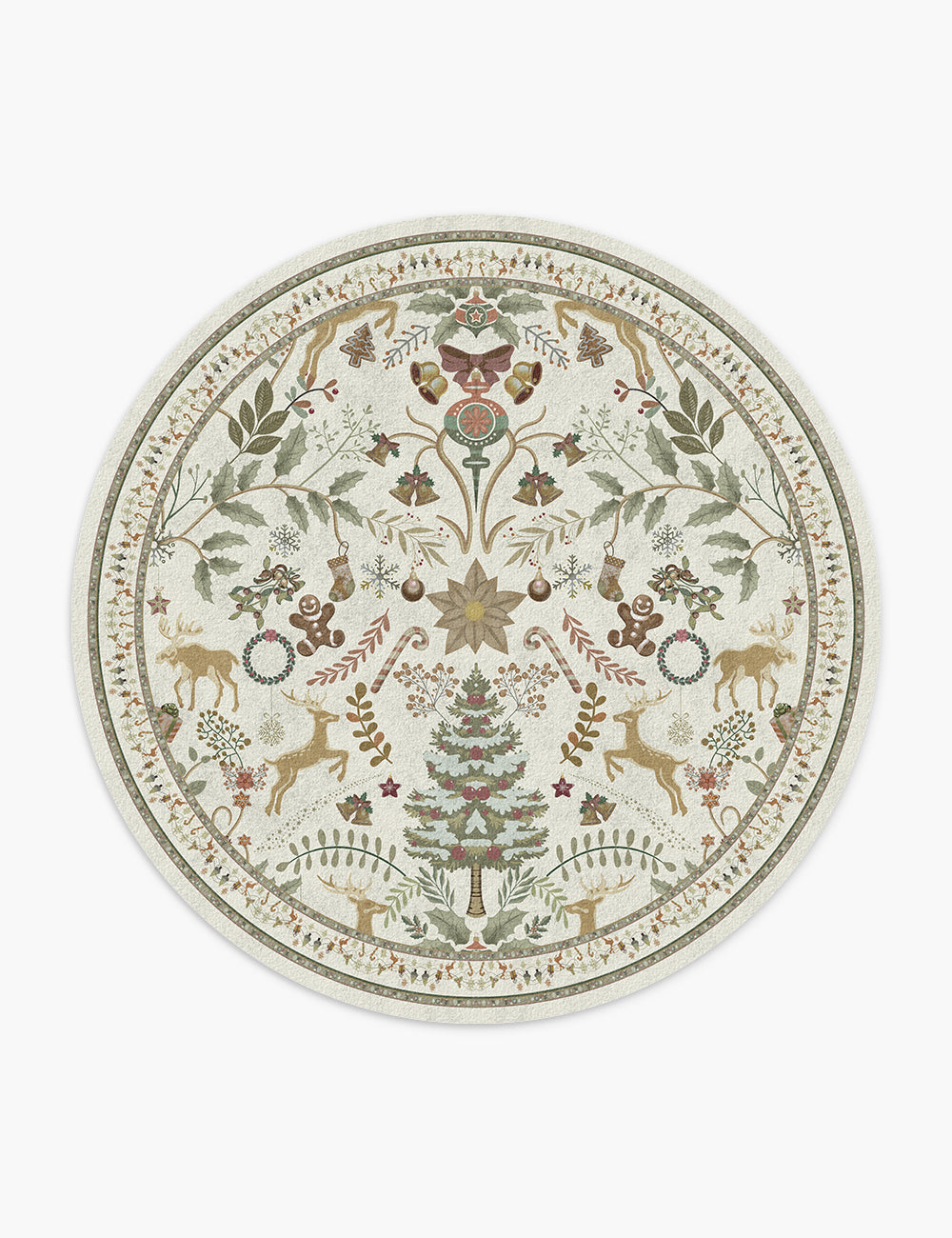 Santa's Carpet Light Ivory Washable Rug (Christmas Edition)
