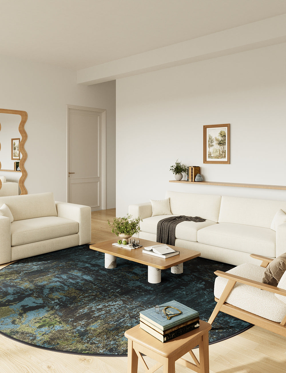 Silent Grove Dark Cyan Washable Rug