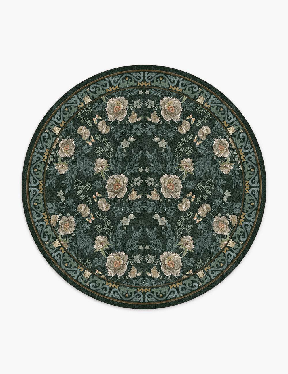 Twilight Garden Shadow Green Washable Rug