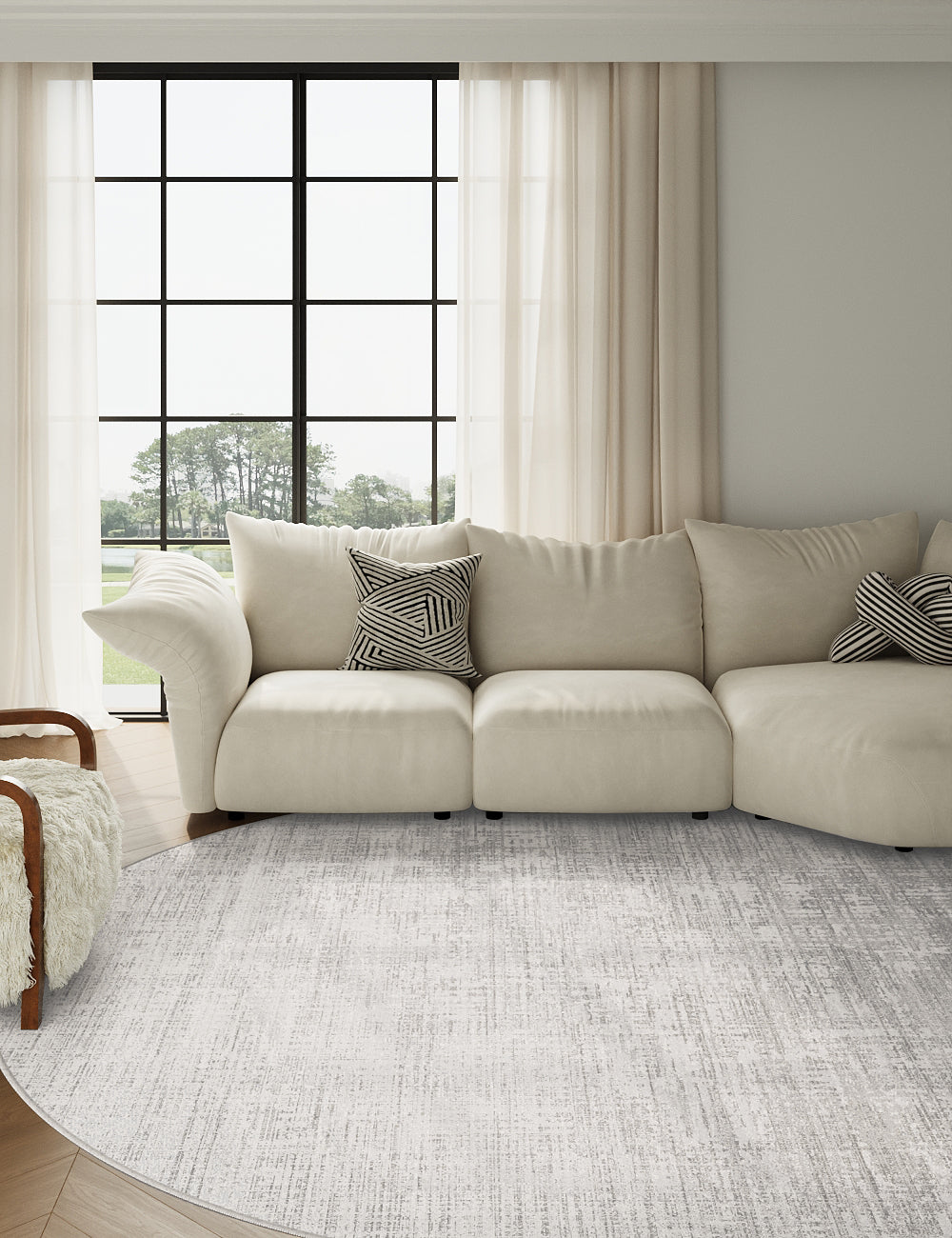 Veiled Canvas Ash Grey Washable Rug