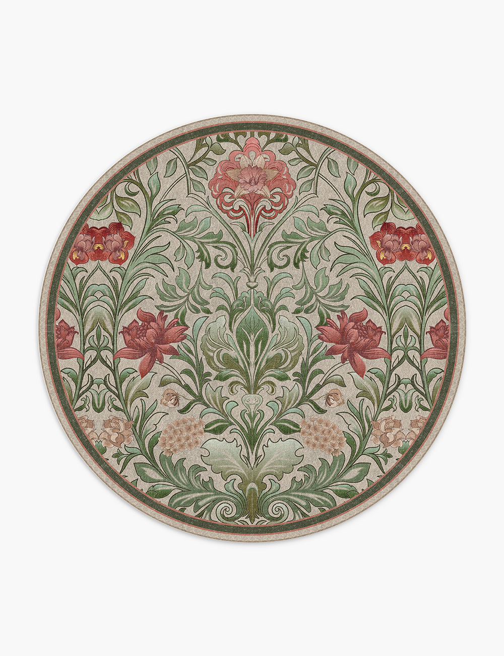 Verdant Tapestry Botanical Green Washable Rug