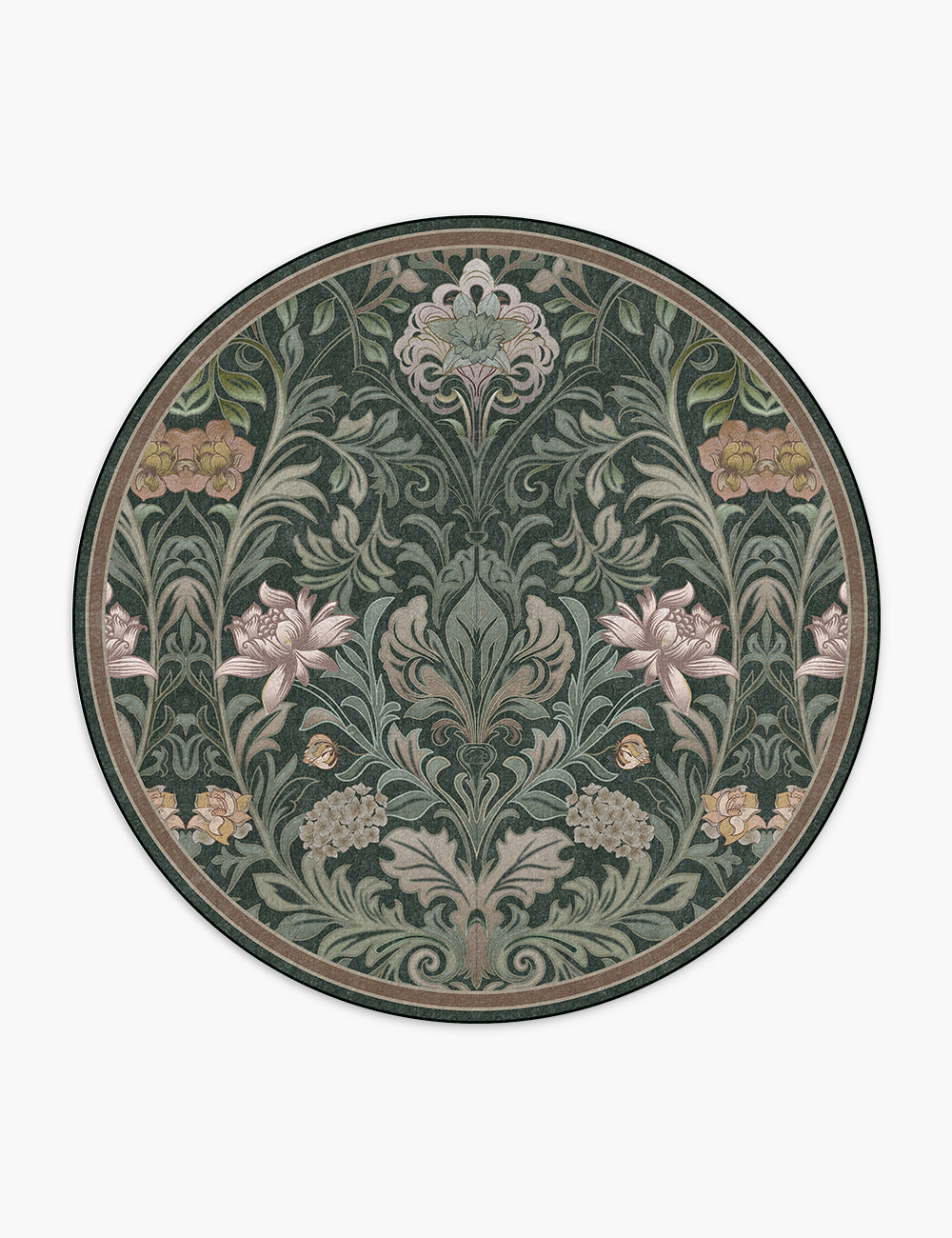 Verdant Tapestry Dark Garden Washable Rug