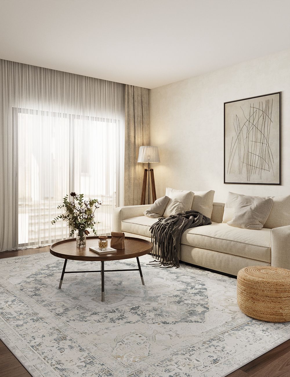 Boutique Revival Moonstone Grey Washable Rug