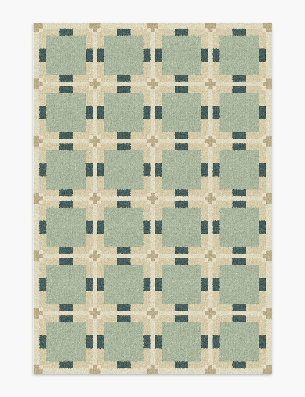 Digital Plaid Seafoam Green Washable Rug