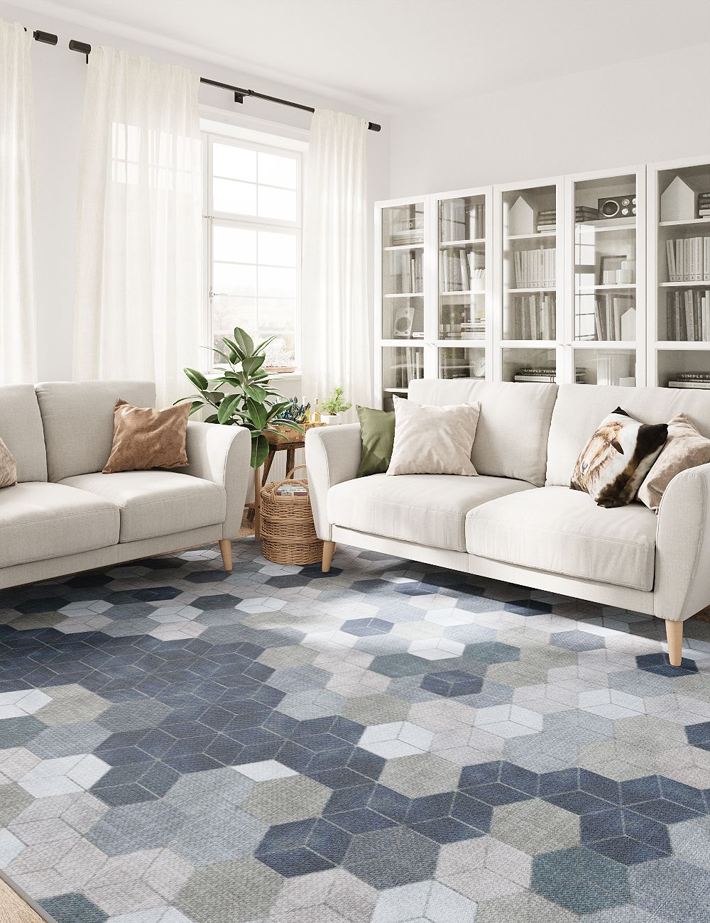 Faded Pieces Midnight Blue Washable Rug