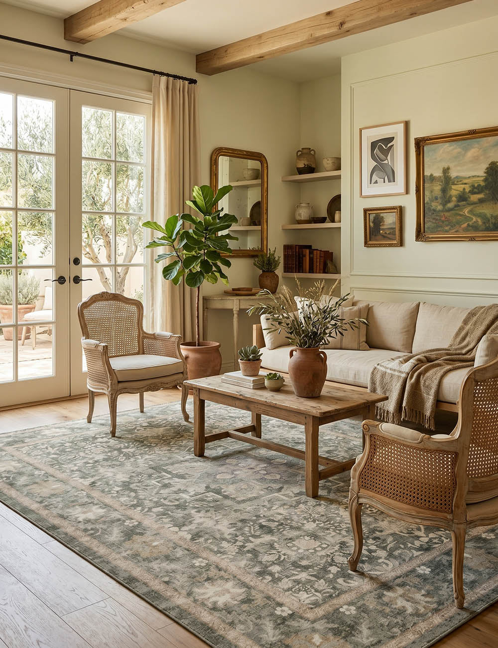 Fleeting Spring Muted Sage Washable Rug