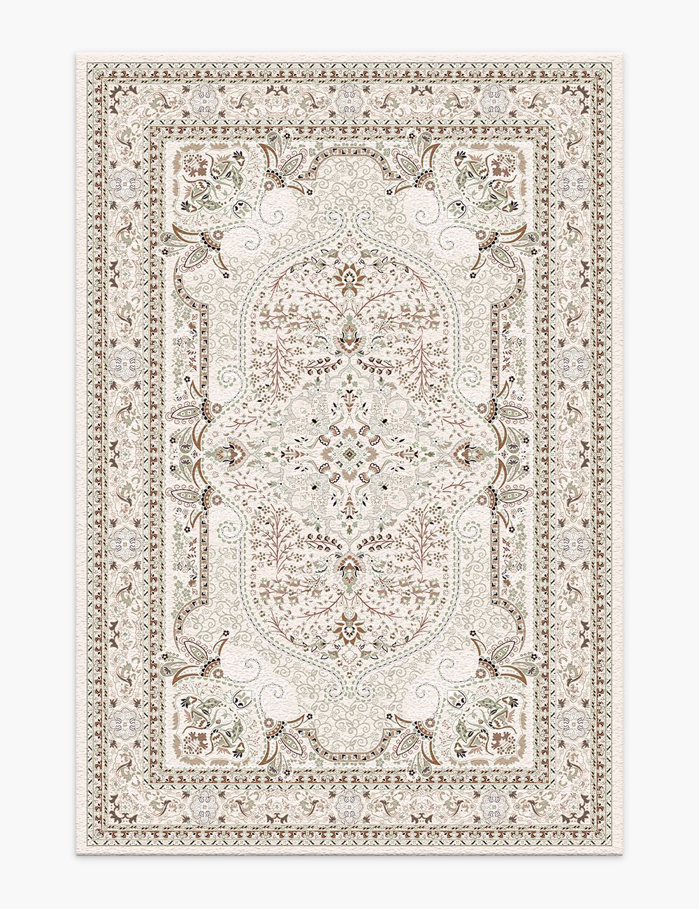 Floral Intricacy Taupe Washable Rug