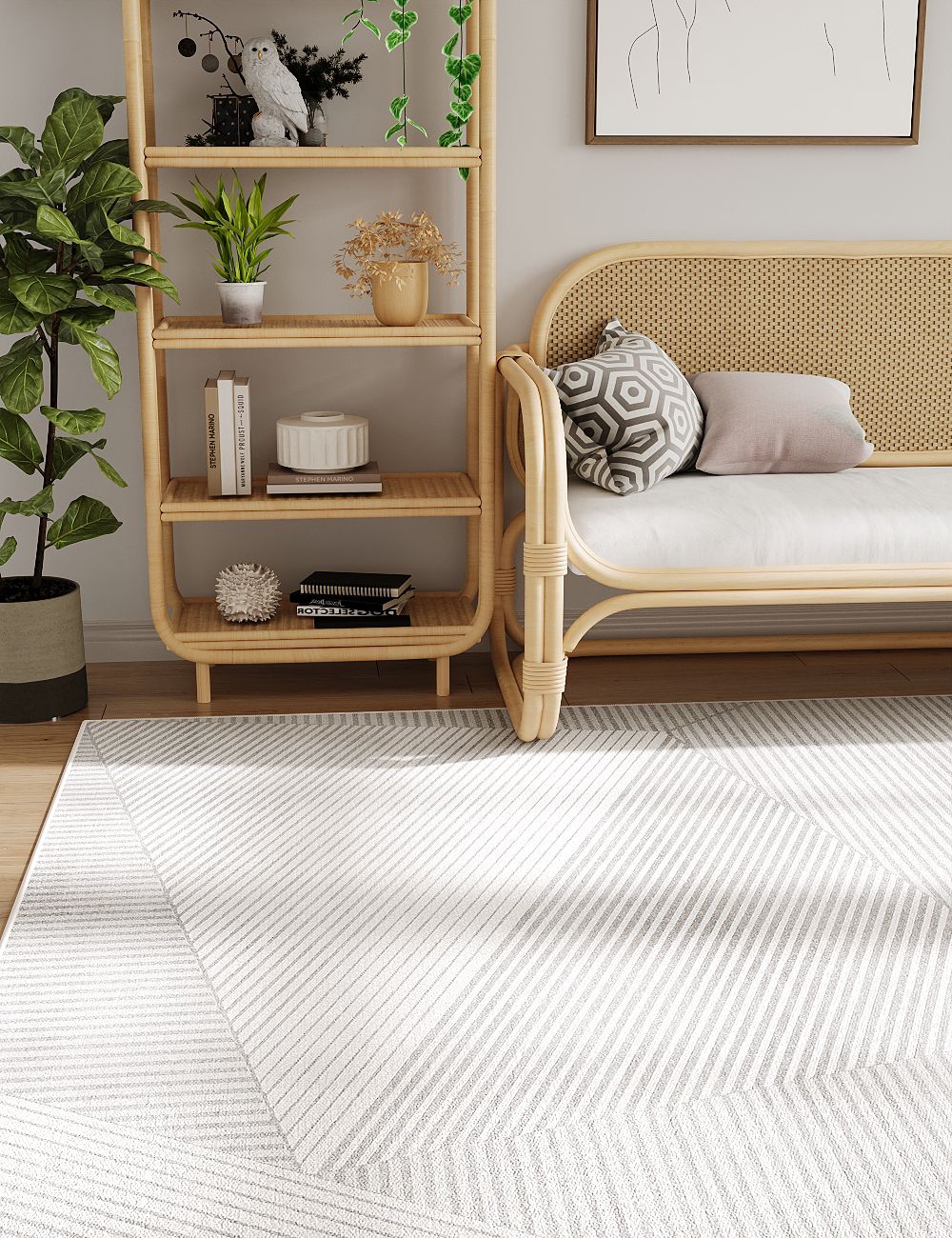 Jigsaw Puzzle Fog Grey Washable Rug