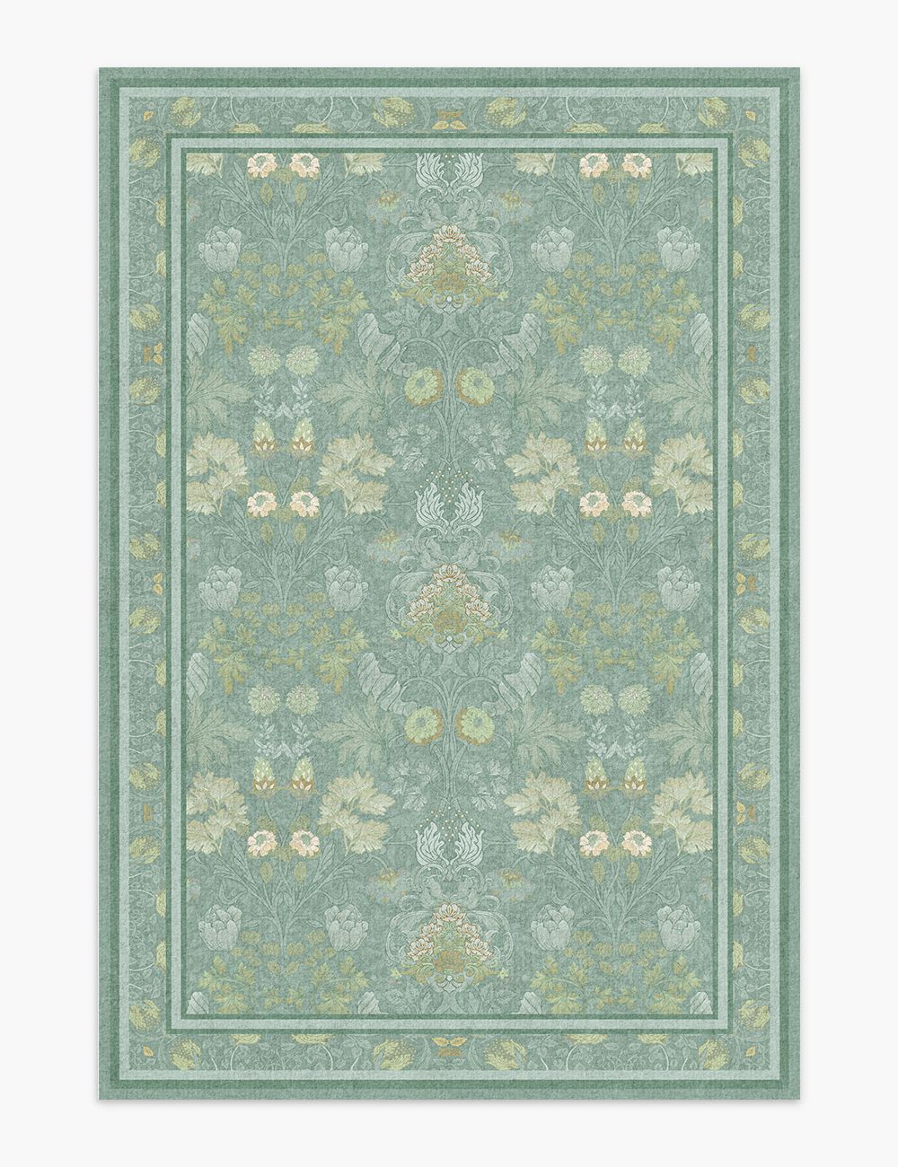 Morning Garden Mint Green Washable Rug