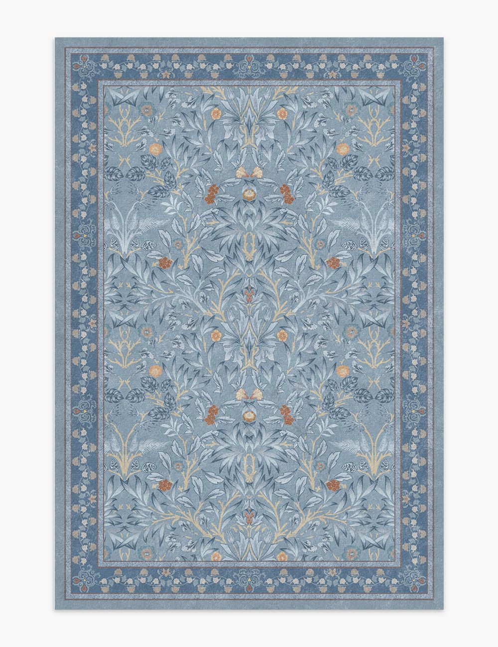 Mythic Botany Steel Blue Washable Rug