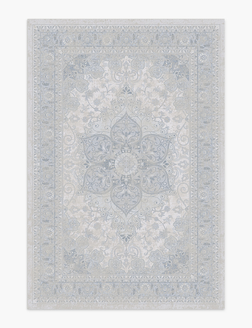 Sacred Bloom Mist Blue Washable Rug