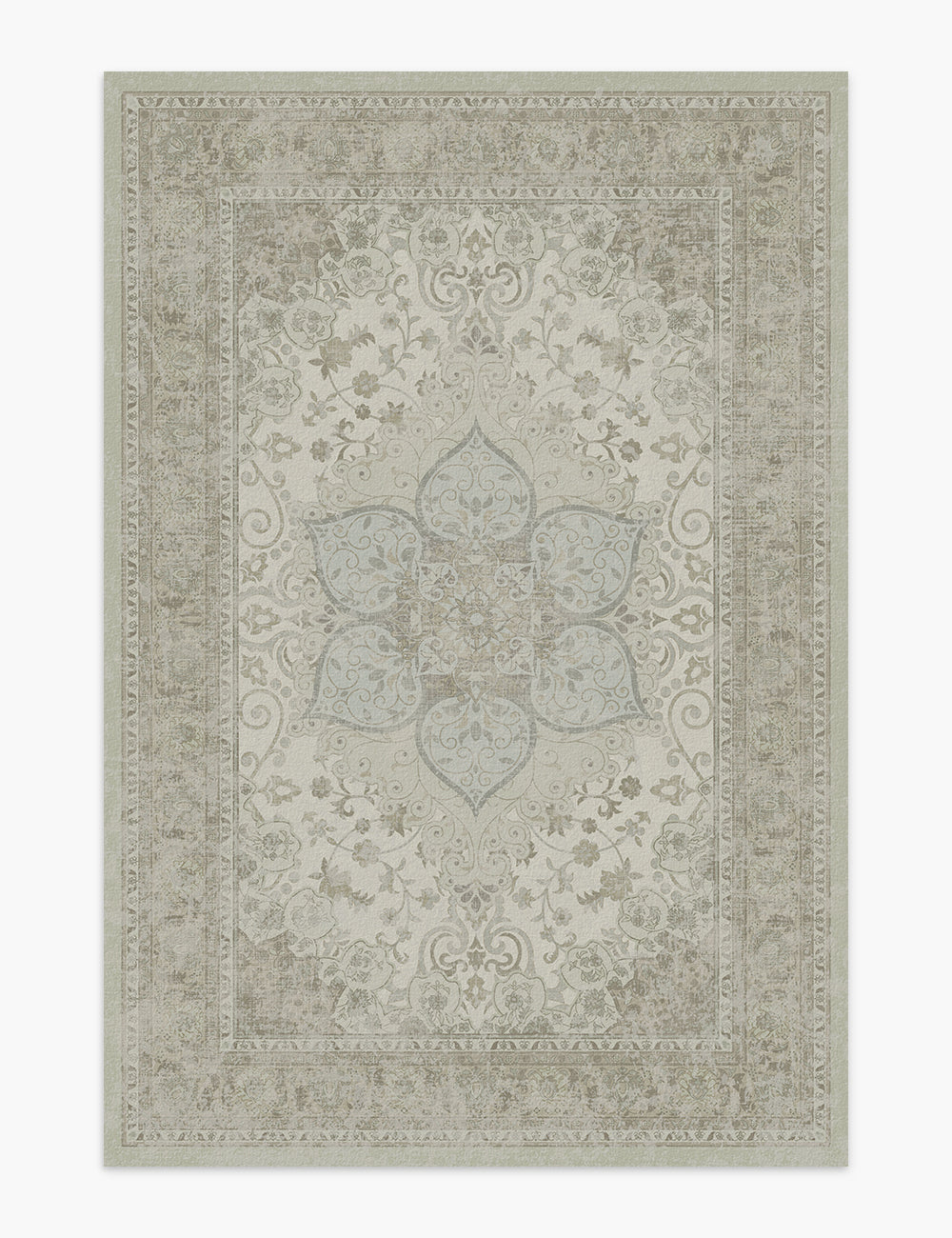 Sacred Bloom Soft Moss Washable Rug