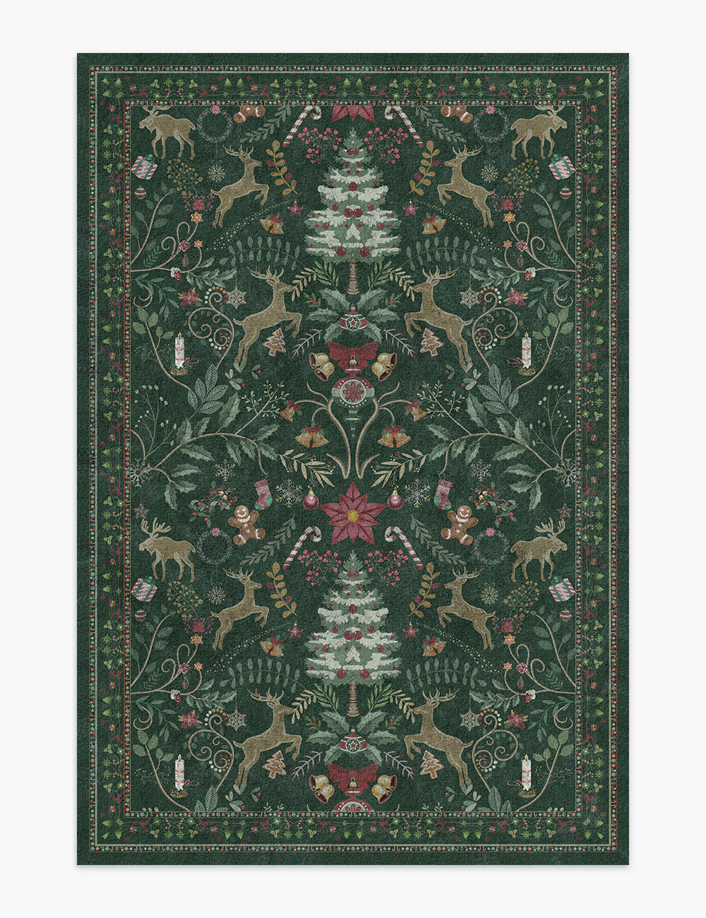 Santa’s Carpet Forest Green Washable Rug (Christmas Edition)