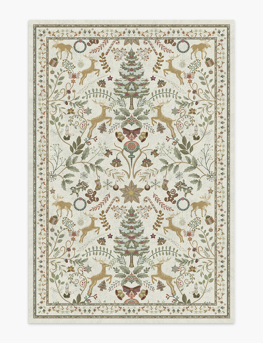 Santa's Carpet Light Ivory Washable Rug (Christmas Edition)