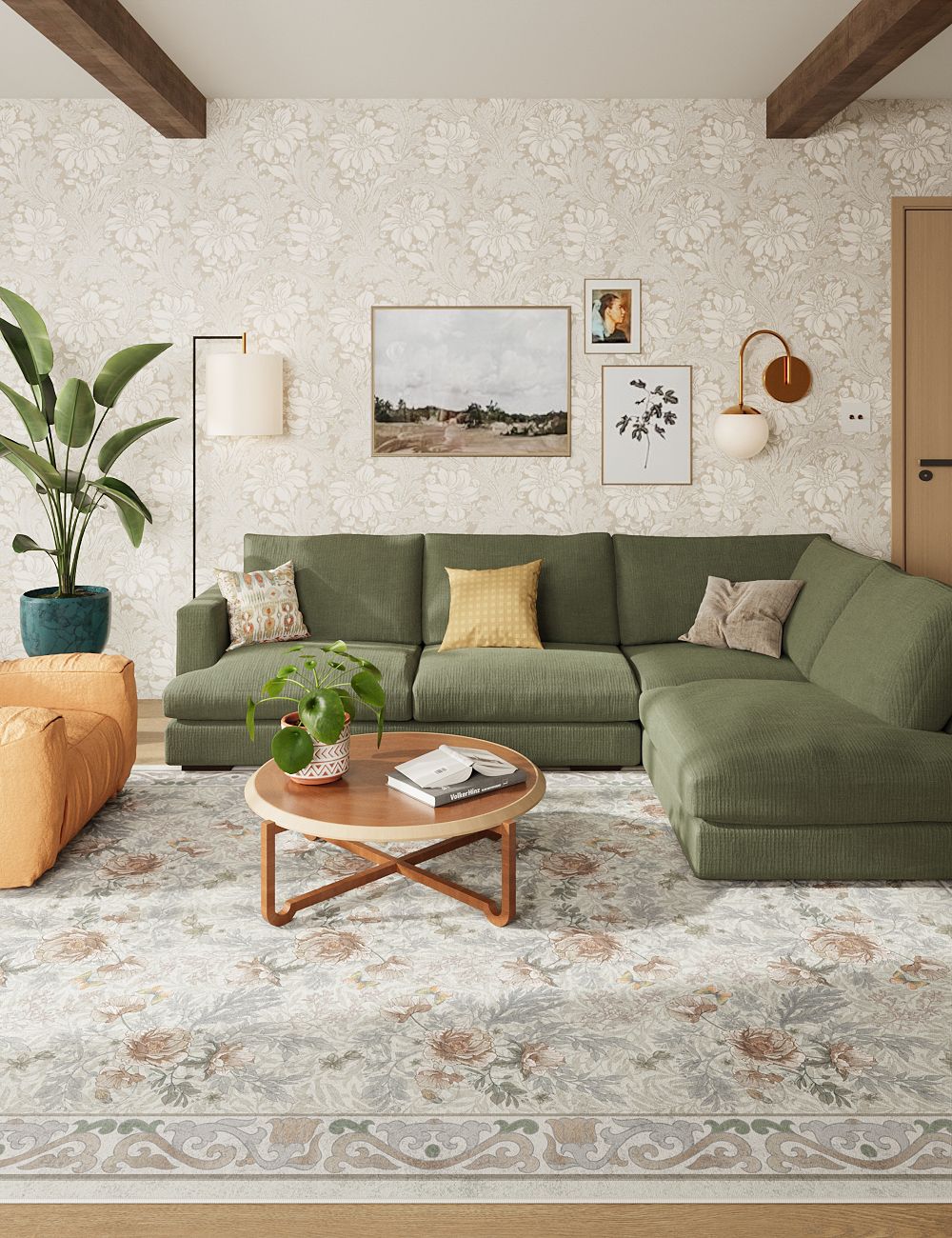 Twilight Garden Eucalyptus Grey Washable Rug