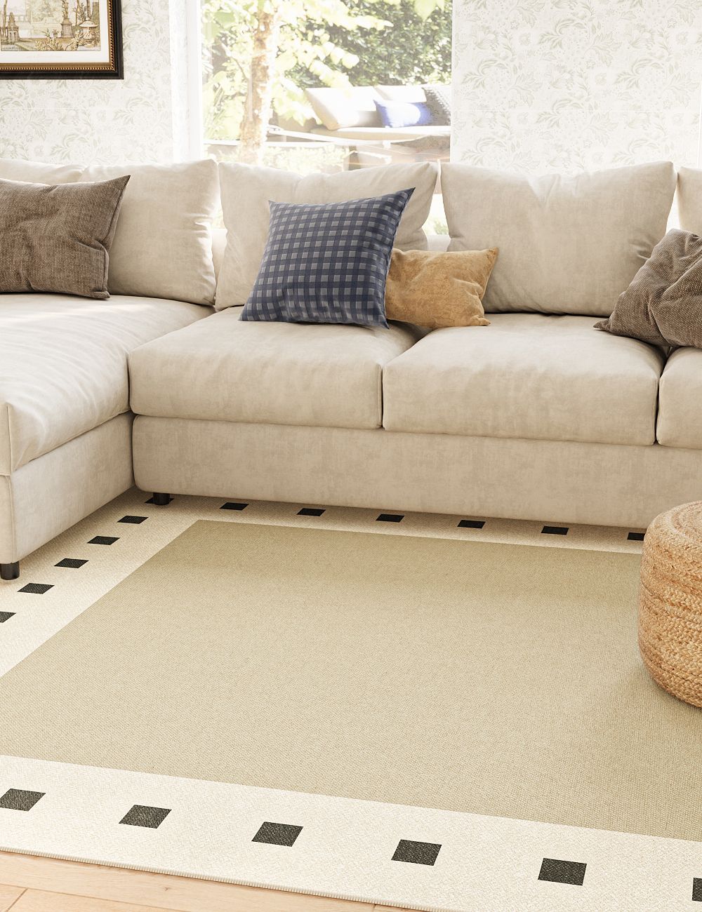 Urban Lines Light Taupe Washable Rug