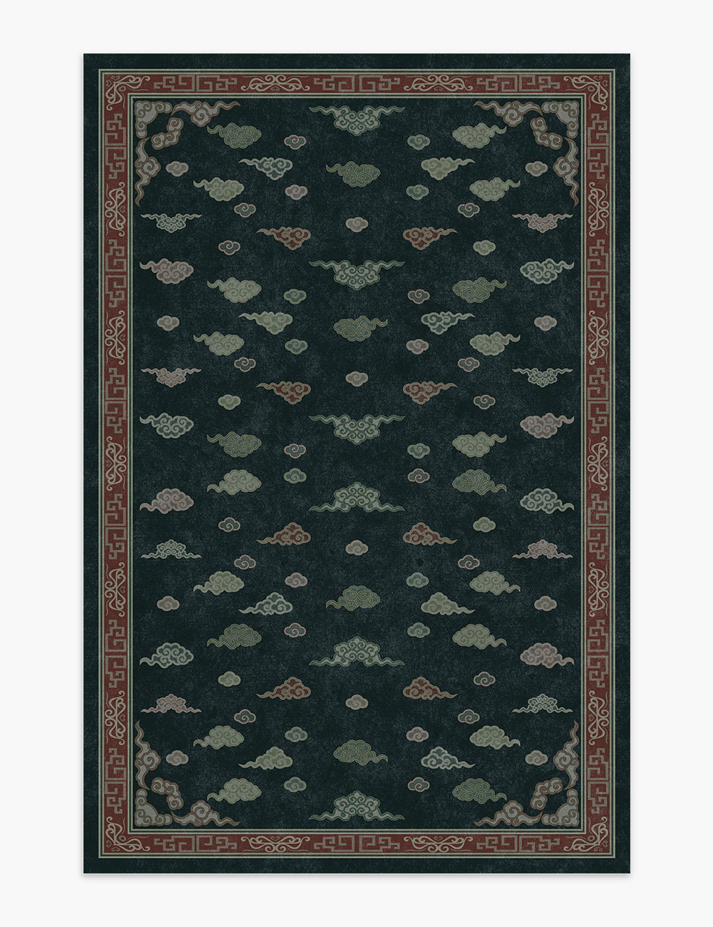 Auspicious Cloud Midnight Forest Washable Rug