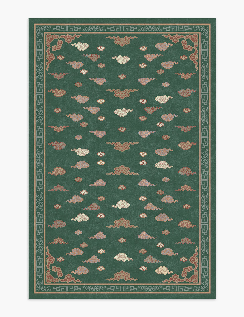 Auspicious Cloud Vibrant Green Washable Rug