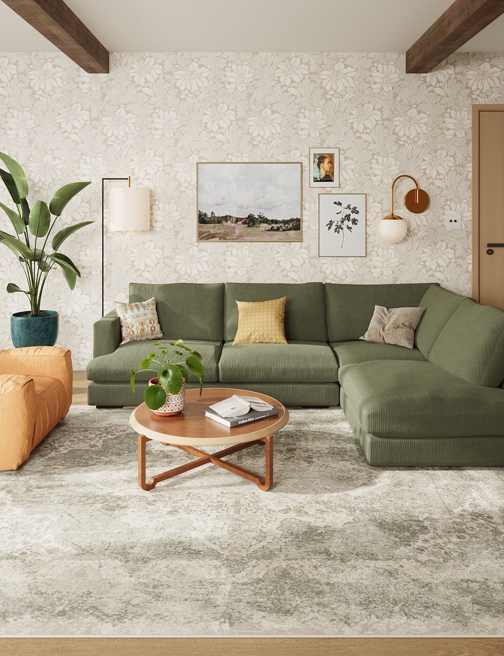 Boutique Revival Sage Haze Washable Rug