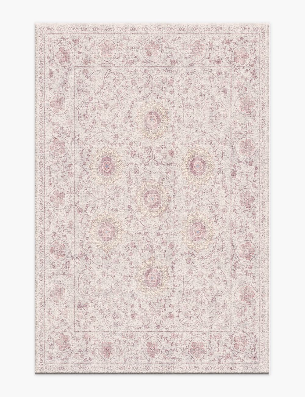 Briar Garden Vintage Soft Pink Washable Rug
