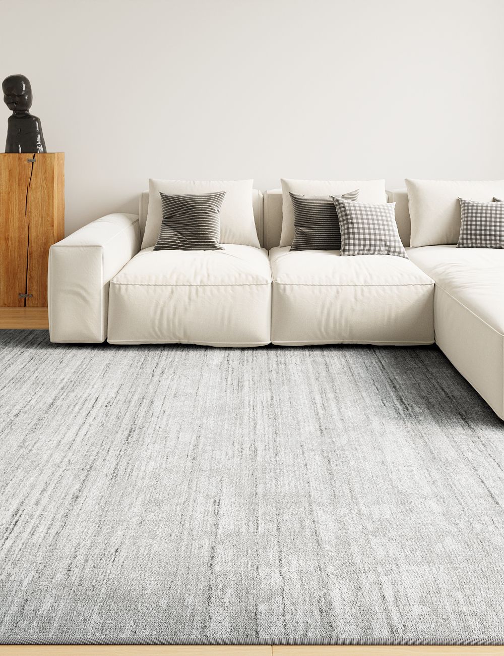 Broken Signal Mist Grey Washable Rug